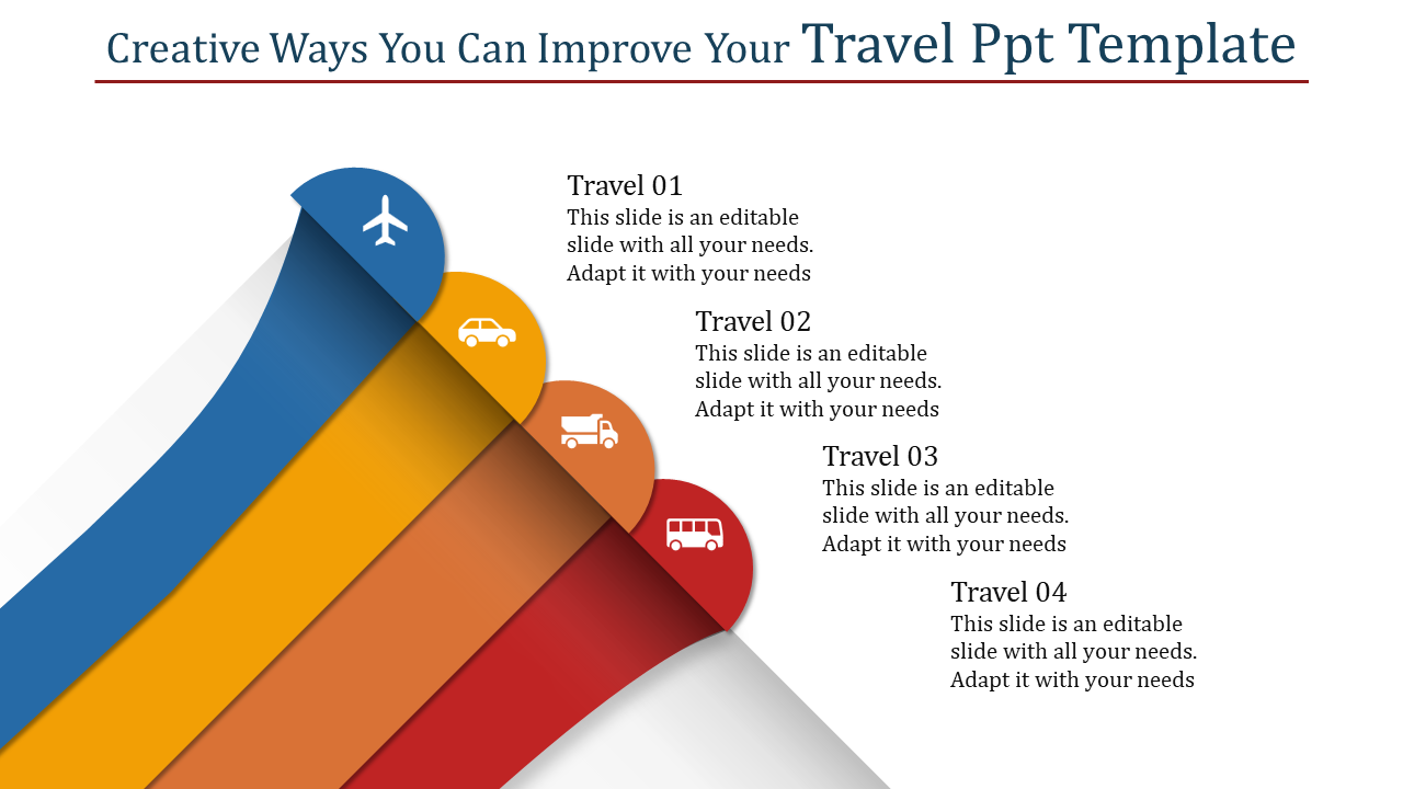 Four Node Travel PPT template and Google slides